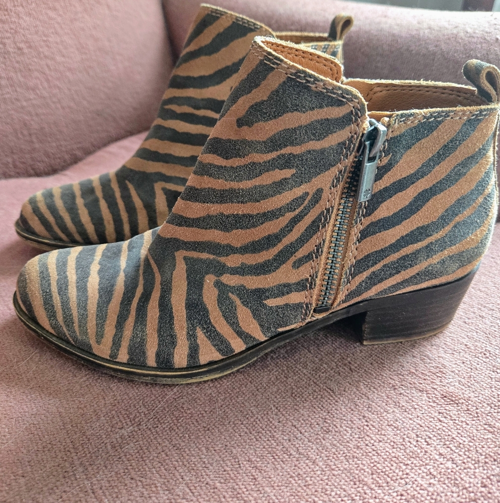 Lucky Brand Tiger Print Ankle Boots